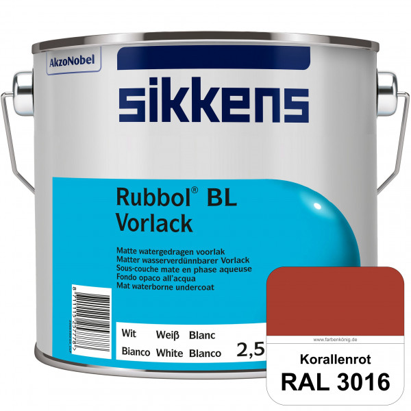 Rubbol BL Vorlack (RAL 3016 Korallenrot) Wasserbasierter, matter & umweltschonender Vorlack (innen)