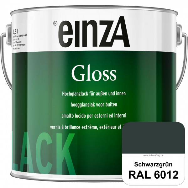 einzA Gloss (RAL 6012 Schwarzgrün) Hochwertiger Alkydharzlack in Premium-Qualität, hochglänzend.