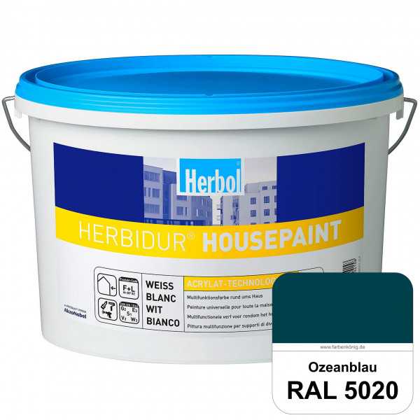 Herbidur Housepaint (RAL 5020 Ozeanblau) seidenmatte Reinacrylat-Fassadenfarbe