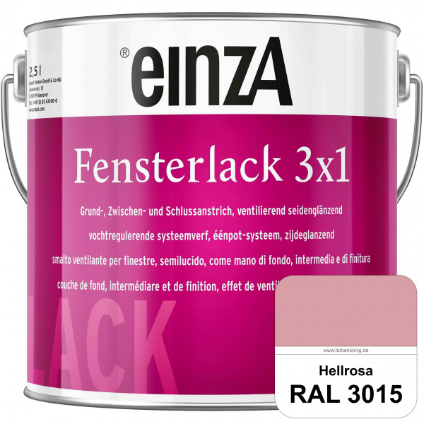 einzA Fensterlack 3 x 1 (RAL 3015 Hellrosa) wetterbeständiger & seidenglänzender Fensterlack
