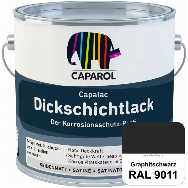 Capalac Dickschichtlack (RAL 9011 Graphitschwarz) 1-Topf Metallschutzlack (löselmittelhaltig) innen