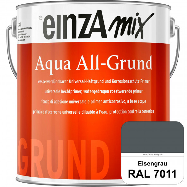einzA Aqua All-Grund (RAL 7011 Eisengrau) Wasserverdünnbarer Haftgrund & Korrosionsschutz-Primer