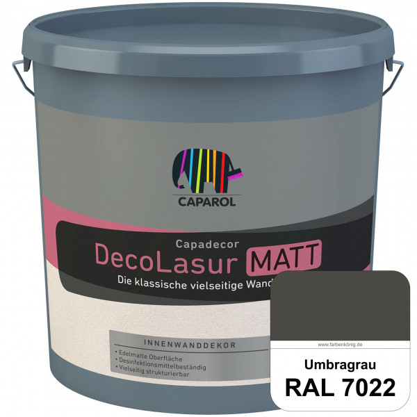Capadecor DecoLasur Matt (RAL 7022 Umbragrau) Matte Lasurfarbe auf Dispersionsbasis (innen)