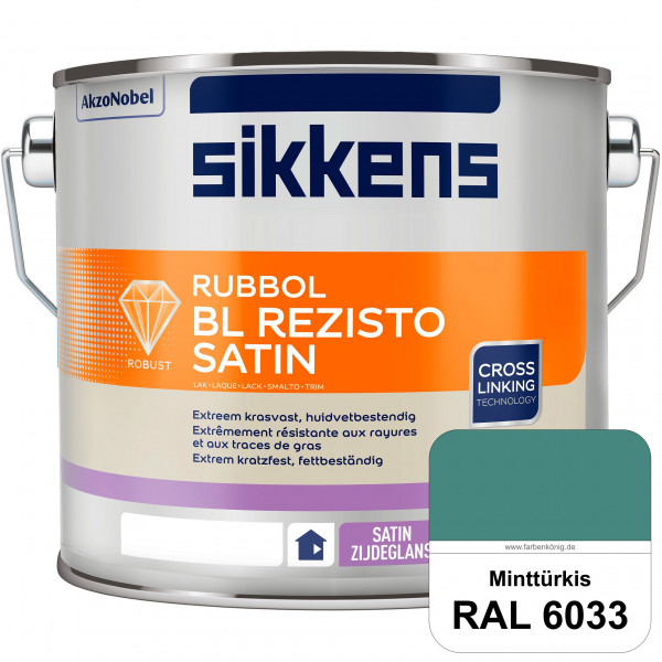 Rubbol BL Rezisto Satin (RAL 6033 Minttürkis) seidenglänzender und strapazierfähiger Lack (wasserbas