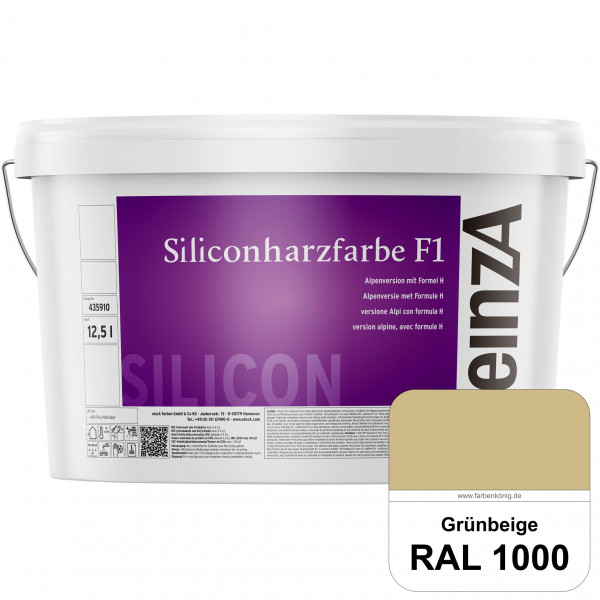 einzA Siliconharzfarbe F1 (RAL 1000 Grünbeige) Universal Siliconharz-Fassadenfarbe, kalkmatt, wetter