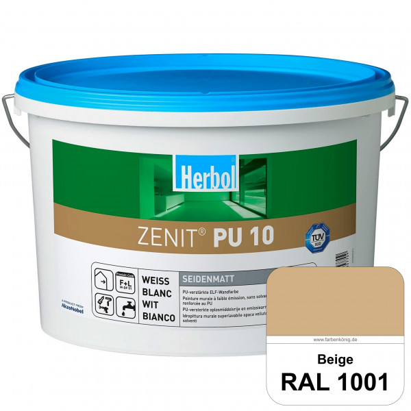 Zenit PU 10 (RAL 1001 Beige) seidenmatte und strapazierfähige PU-Wandfarbe