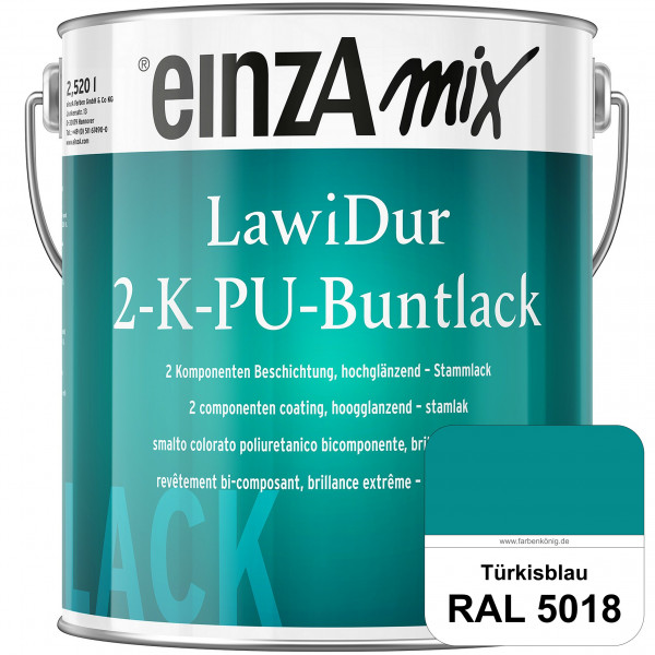 einzA LawiDur 2-K-PU-Buntlack - Hochglanz (RAL 5018 Türkisblau)