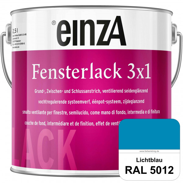 einzA Fensterlack 3 x 1 (RAL 5012 Lichtblau) wetterbeständiger & seidenglänzender Fensterlack
