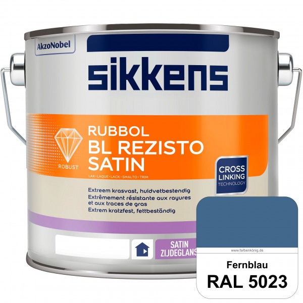 Rubbol BL Rezisto Satin (RAL 5023 Fernblau) seidenglänzender und strapazierfähiger Lack (wasserbasie