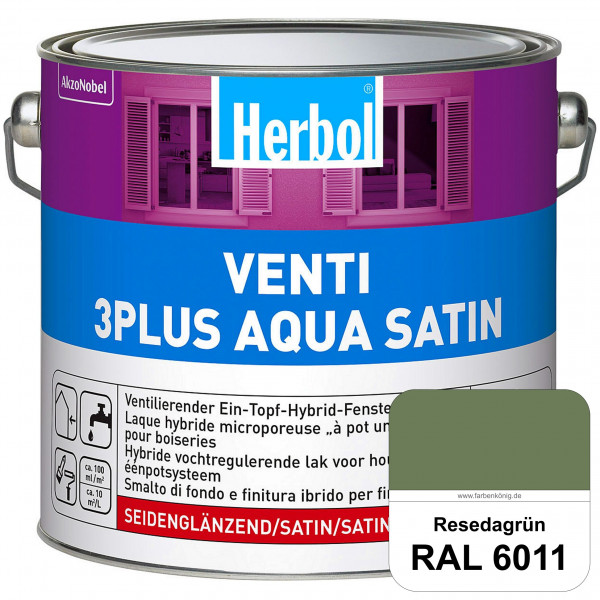 Venti 3Plus Aqua Satin (RAL 6011 Resedagrün) wasserbasierter & feuchtigkeitregulierender Ein-Topf-Fe