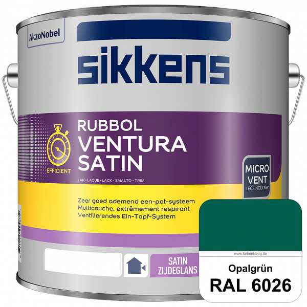 Rubbol Ventura Satin (RAL 6026 Opalgrün) Seidenglanzlack (lösemittelhaltig) Fenster & Türen außen