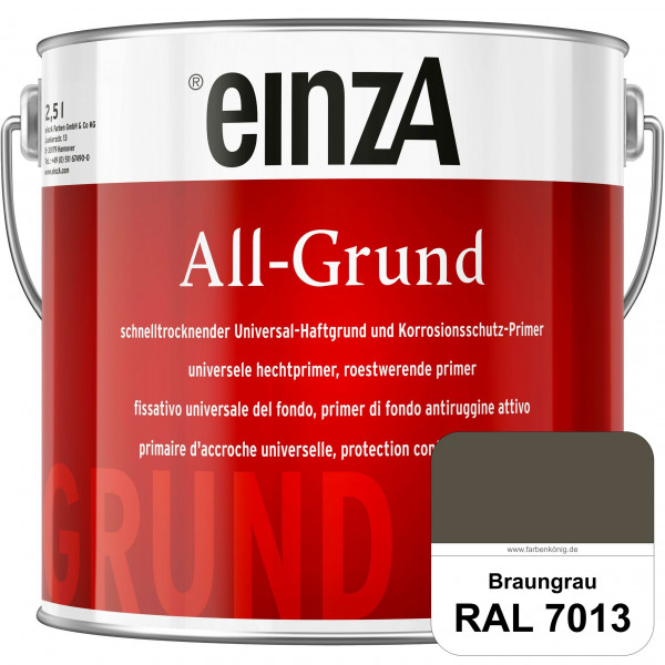 einzA All-Grund (RAL 7013 Braungrau) Schnelltrocknender Haftgrund & Korrosionsschutz-Primer
