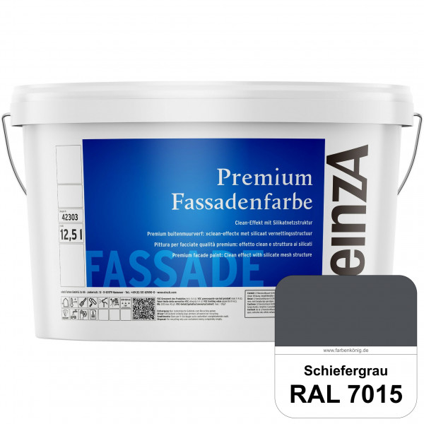 einzA Premium Fassadenfarbe (RAL 7015 Schiefergrau) Hochwertige Fassadenfarbe mit Clean-Effekt