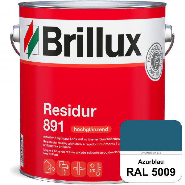 Residur 891 (RAL 5009 Azurblau) widerstandsfähige, schnell trocknender Lack für grundierte Metallbau