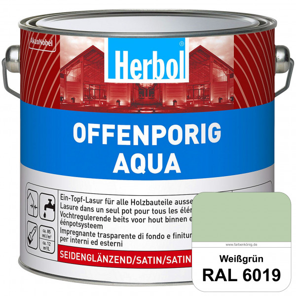 Offenporig Aqua (RAL 6019 Weißgrün) Wasserverdünnbar & hochwertige Ein-Topf-Holzlasur - Feuchteschut