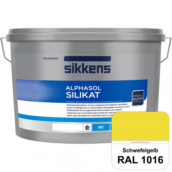 Alphasol Silikat (RAL 1016 Schwefelgelb) Extrem matte Premium Wandfarbe auf SOL-Silikatbasis
