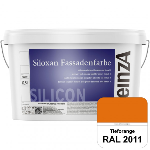 einzA Siloxan Fassadenfarbe (RAL 2011 Tieforange) Siliconvergütete Fassadenfarbe