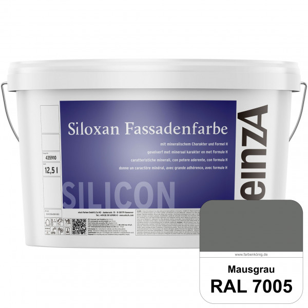 einzA Siloxan Fassadenfarbe (RAL 7005 Mausgrau) Siliconvergütete Fassadenfarbe
