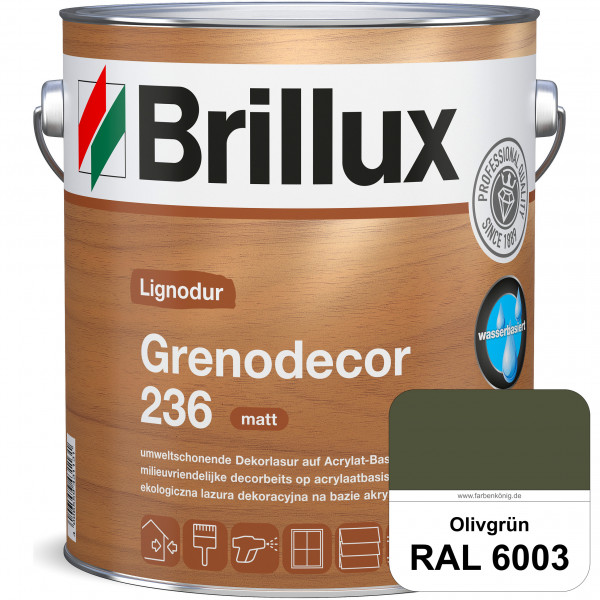 Grenodecor 236 (RAL 6003 Olivgrün) Umwelt- und gesundheitsschonende, diffusionsfähige Dekorlasur mit