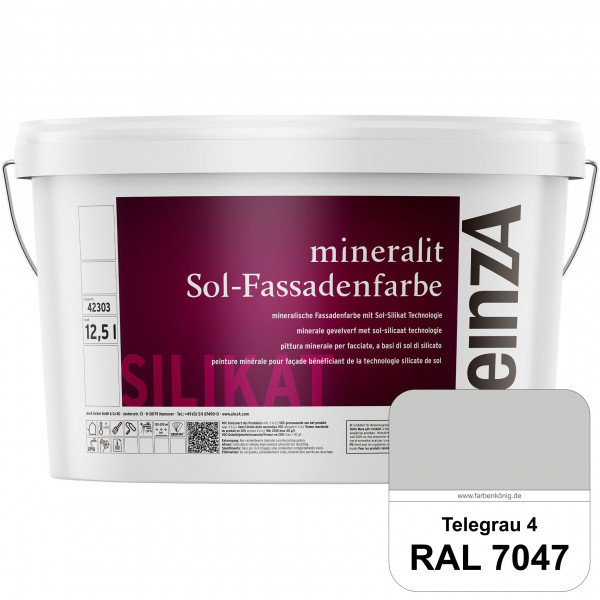 einzA mineralit Sol Fassadenfarbe (RAL 7047 Telegrau 4) mineralische Fassadenfarbe mit Sol-Silikat T