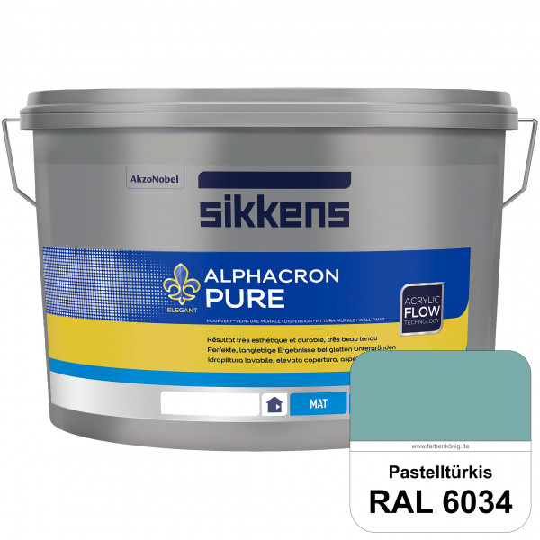 Alphacron Pure (RAL 6034 Pastelltürkis) Edelmatte & hochertige Premium Wandfarbe für glatte Untergrü