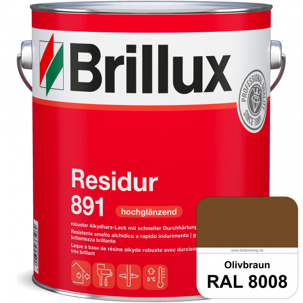 Residur 891 (RAL 8008 Olivbraun) widerstandsfähige, schnell trocknender Lack für grundierte Metallba
