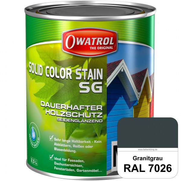 Solid Color Stain SG (RAL 7026 Granitgrau) deckende und seidenglänzende Wetterschutzfarbe außen