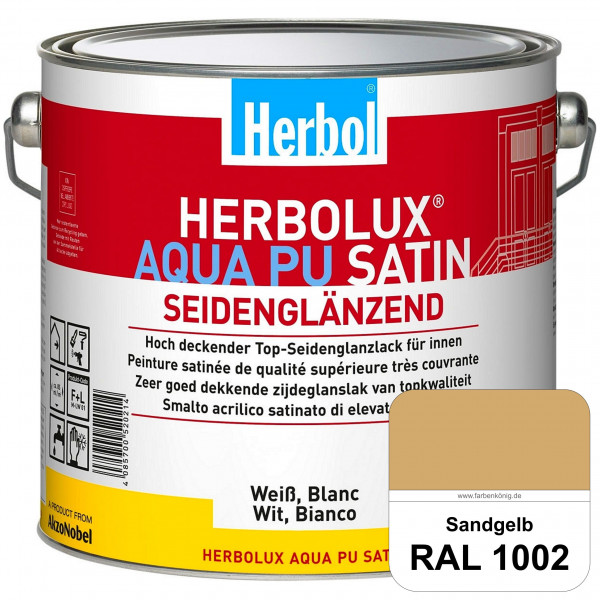 Herbolux Aqua PU Satin (RAL 1002 Sandgelb) Wasserverdünnbarer Top-PU-Seidenglanzlack (Innen)