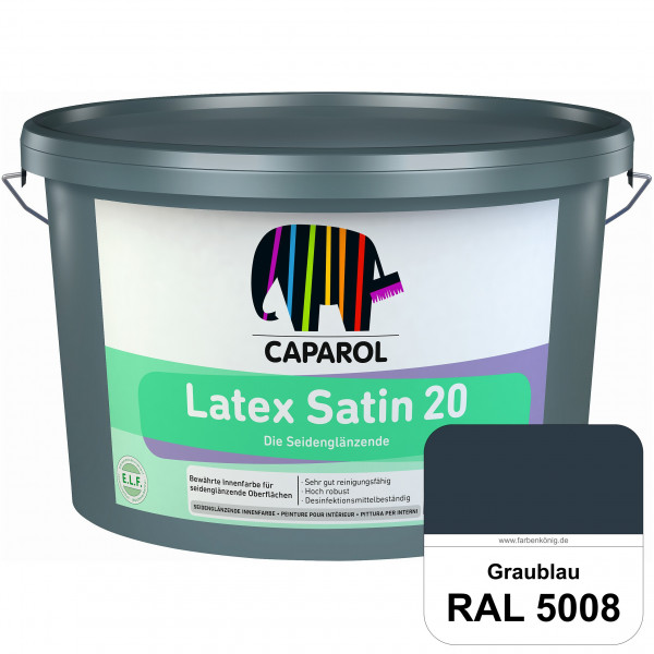 Latex Satin 20 (RAL 5008 Graublau) strapazierfähige seidenglänzende Latexfarbe (Innen)