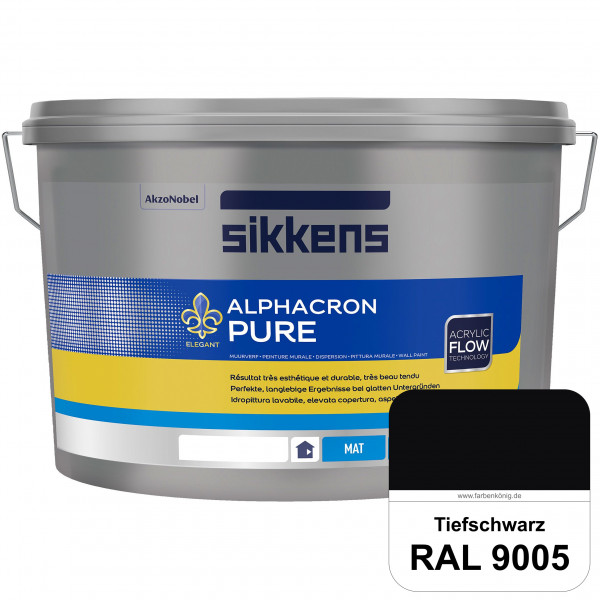 Alphacron Pure (RAL 9005 Tiefschwarz) Edelmatte & hochertige Premium Wandfarbe für glatte Untergründ