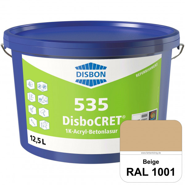 DisboCRET 535 1K-Acryl-Betonlasur (RAL 1001 Beige) Schutzbeschichtung für Beton im Außenbereich - lö