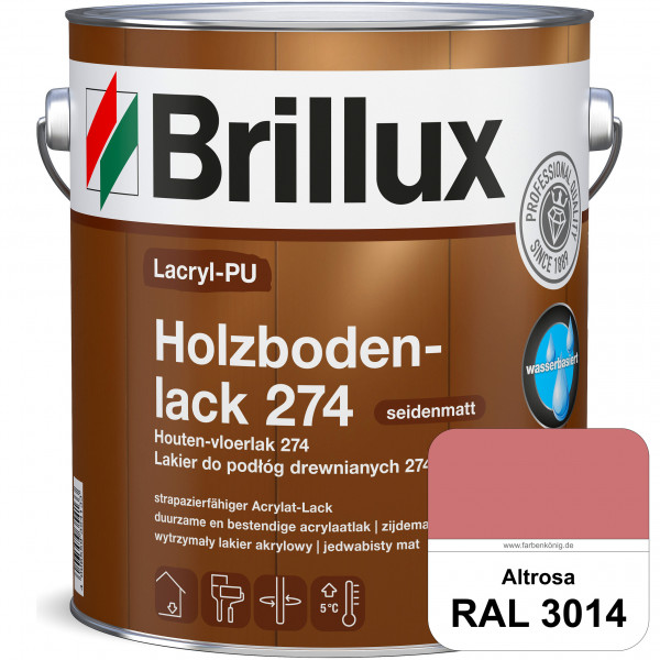 Lacryl-PU Holzbodenlack 274 (RAL 3014 Altrosa) hochwertige & widerstandsfähige, deckende Versiegelun