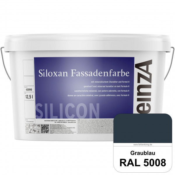 einzA Siloxan Fassadenfarbe (RAL 5008 Graublau) Siliconvergütete Fassadenfarbe