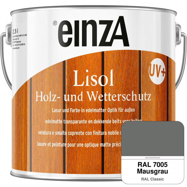 einzA Lisol Holz- und Wetterschutz Lasur und Farbe (RAL 7005 Mausgrau)