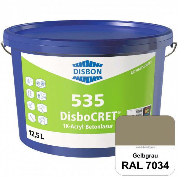 DisboCRET 535 1K-Acryl-Betonlasur (RAL 7034 Gelbgrau) Schutzbeschichtung für Beton im Außenbereich -