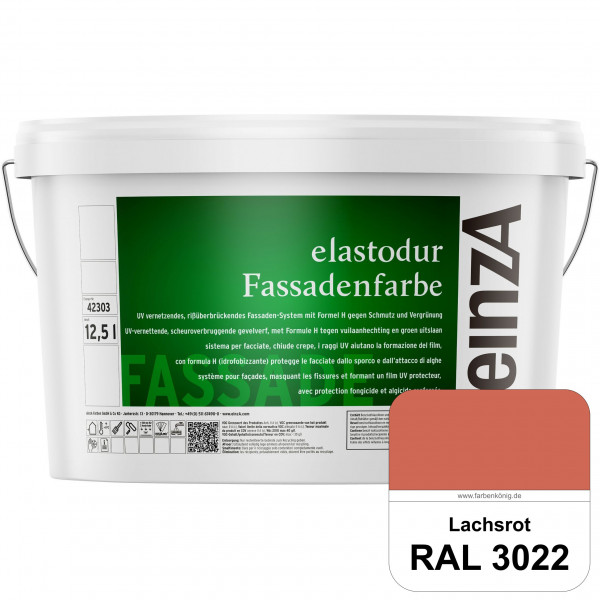 einzA elastodur Fassadenfarbe (RAL 3022 Lachsrot) UV-vernetzendes & rissüberbrückendes Fassadenfarbe