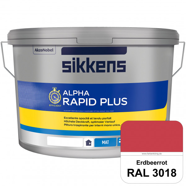 Alpha Rapid Plus (RAL 3018 Erdbeerrot) Hochwertige & stumpfmatte Wandfarbe für mittlere Belastungen