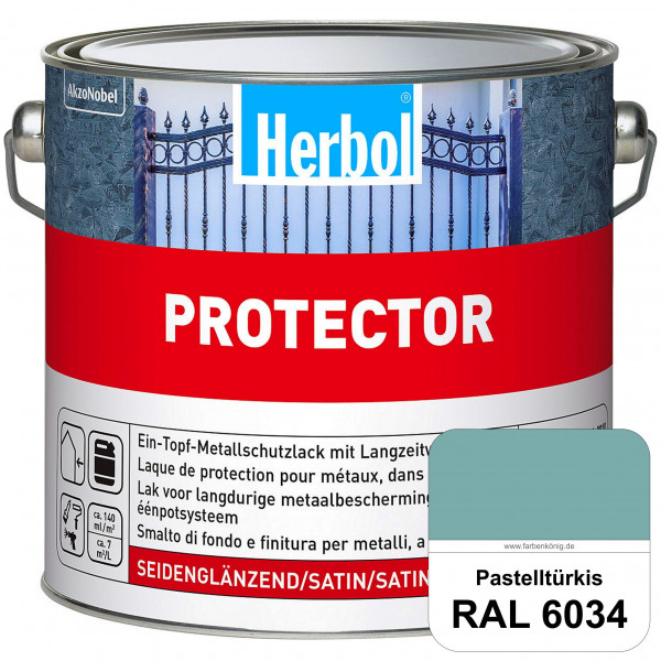 Protector (RAL 6034 Pastelltürkis) Seidenglänzende Spezialbeschichtung für Eisen- und NE-Metalle (au