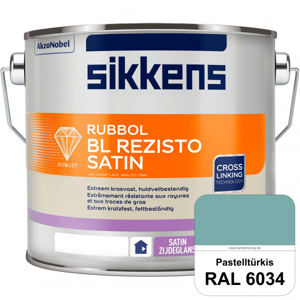 Rubbol BL Rezisto Satin (RAL 6034 Pastelltürkis) seidenglänzender und strapazierfähiger Lack (wasser