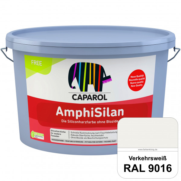 AmphiSilan FREE (RAL 9016 Verkehrsweiß) Mineralmatte Fassadenfarbe in spezieller Siliconharz-Bindemi