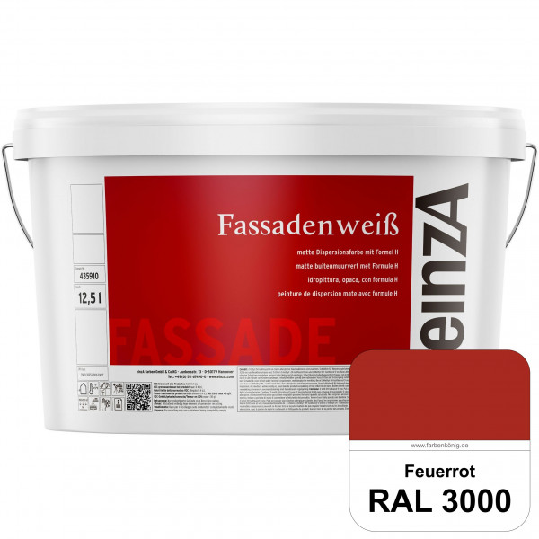 einzA Fassadenweiß (RAL 3000 Feuerrot) Sil-Fassadenfarbe gegen Schmutz & Vergrünung