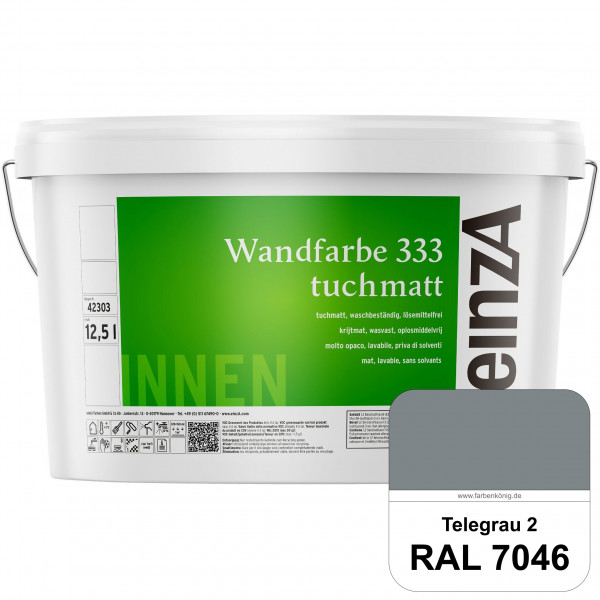 einzA Wandfarbe 333 tuchmatt (RAL 7046 Telegrau 2) Hochdeckende, waschbeständige Wandfarbe
