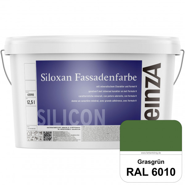 einzA Siloxan Fassadenfarbe (RAL 6010 Grasgrün) Siliconvergütete Fassadenfarbe