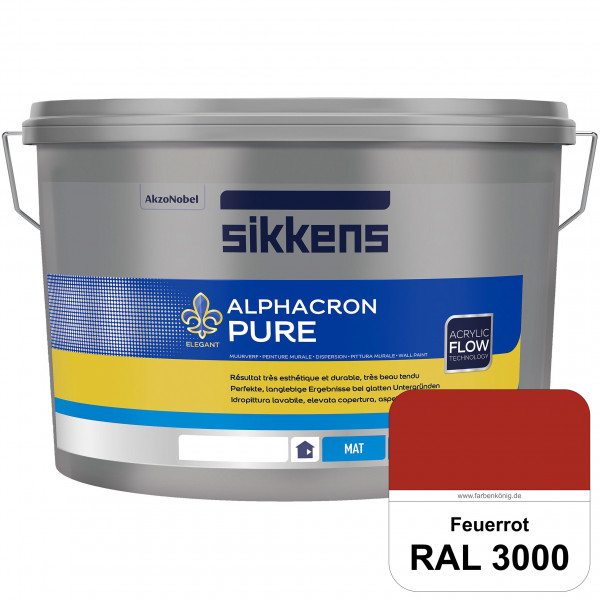 Alphacron Pure (RAL 3000 Feuerrot) Edelmatte & hochertige Premium Wandfarbe für glatte Untergründe.