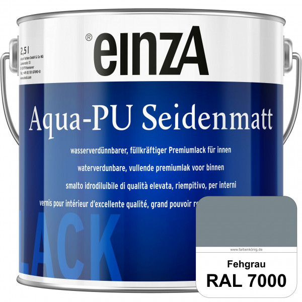 einzA Aqua-PU seidenmatt (RAL 7000 Fehgrau) wasserverdünnbarer Premiumlack für innen