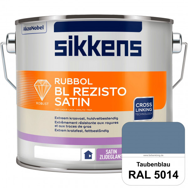 Rubbol BL Rezisto Satin (RAL 5014 Taubenblau) seidenglänzender und strapazierfähiger Lack (wasserbas