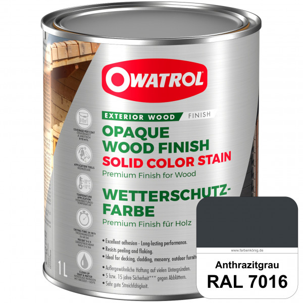 Solid Color Stain (RAL 7016 Anthrazitgrau) deckende und matte Wetterschutzfarbe außen