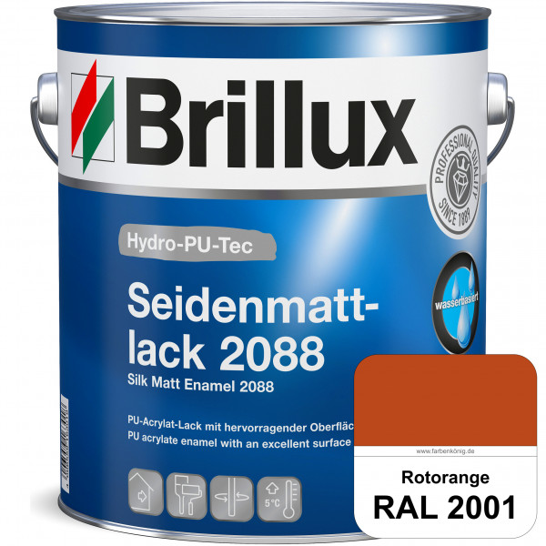 Hydro-PU-Tec Seidenmattlack 2088 (RAL 2001 Rotorange) PU-Seidenmattlack (wasserbasiert) innen