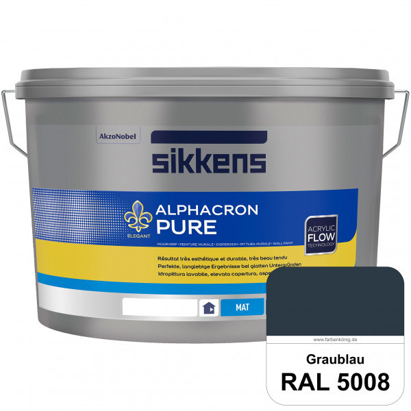 Alphacron Pure (RAL 5008 Graublau) Edelmatte & hochertige Premium Wandfarbe für glatte Untergründe.