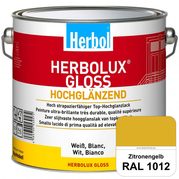 Herbolux Gloss (RAL 1012 Zitronengelb) strapazierfähiger Top-Hochglanzlack (lösemittelhaltig) für in